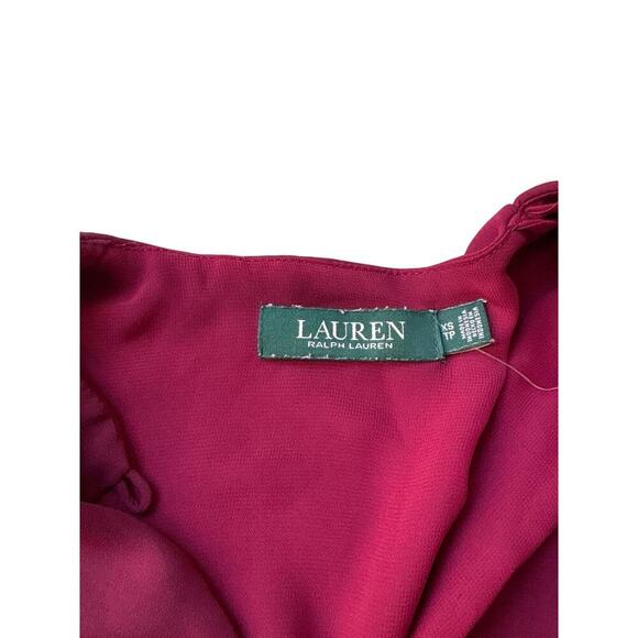 Lauren Ralph Lauren Blouse XS Burgundy Ruffle Fairycore Romantic - Picture 2 of 3